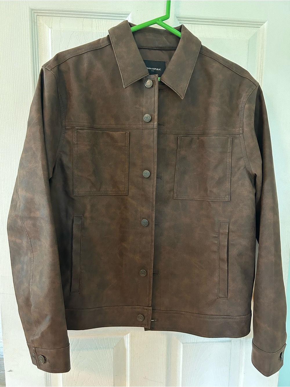 Banana Republic Brown Faux-Leather Vegan Leather Fall Coat Medium